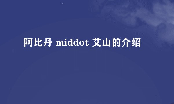 阿比丹 middot 艾山的介绍