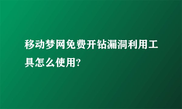 移动梦网免费开钻漏洞利用工具怎么使用?