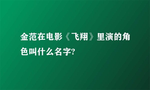 金范在电影《飞翔》里演的角色叫什么名字?