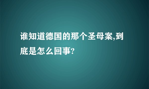 谁知道德国的那个圣母案,到底是怎么回事?