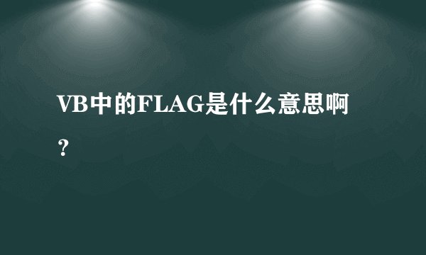 VB中的FLAG是什么意思啊？