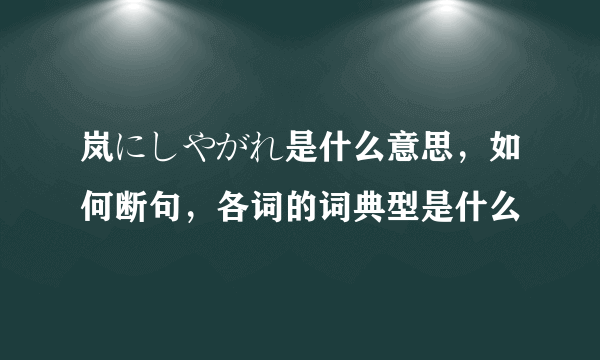 岚にしやがれ是什么意思，如何断句，各词的词典型是什么