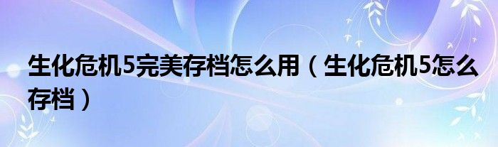 生化危机5完美存档怎么用生化危机5怎么存档
