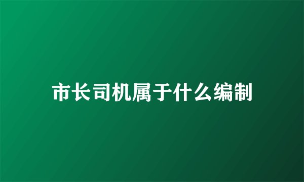 市长司机属于什么编制