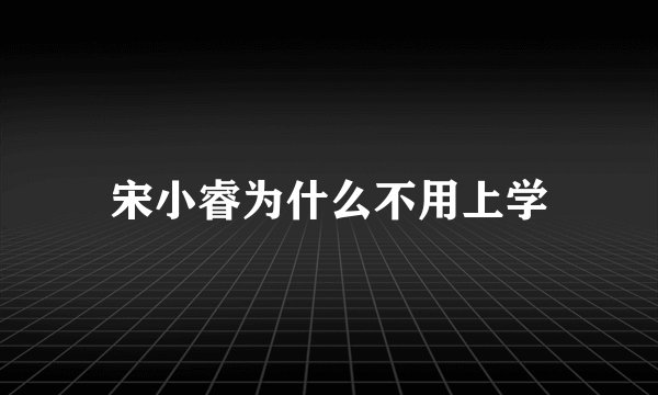宋小睿为什么不用上学