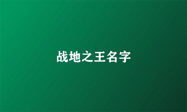 战地之王名字