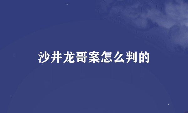沙井龙哥案怎么判的