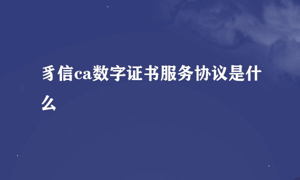 豸信ca数字证书服务协议是什么