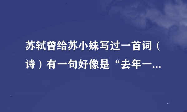 苏轼曾给苏小妹写过一首词（诗）有一句好像是“去年一点相思泪”，求全词，谢谢啦~~~