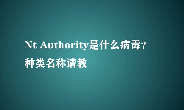 Nt Authority是什么病毒？种类名称请教