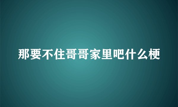 那要不住哥哥家里吧什么梗