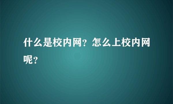 什么是校内网？怎么上校内网呢？