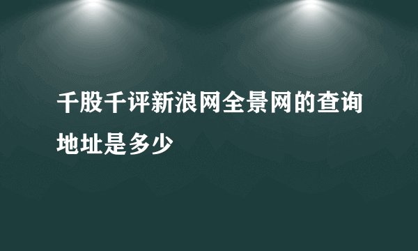千股千评新浪网全景网的查询地址是多少