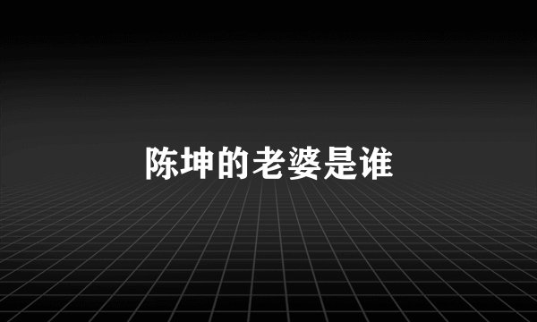 陈坤的老婆是谁