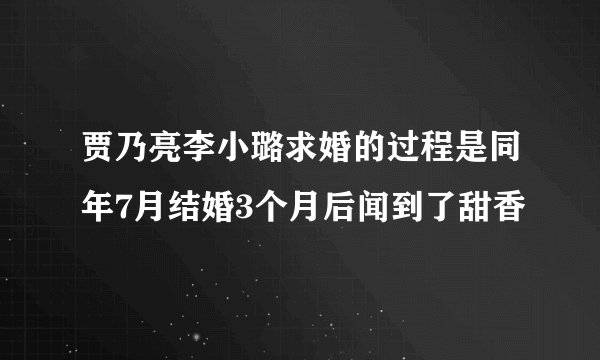 贾乃亮李小璐求婚的过程是同年7月结婚3个月后闻到了甜香