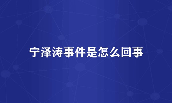 宁泽涛事件是怎么回事