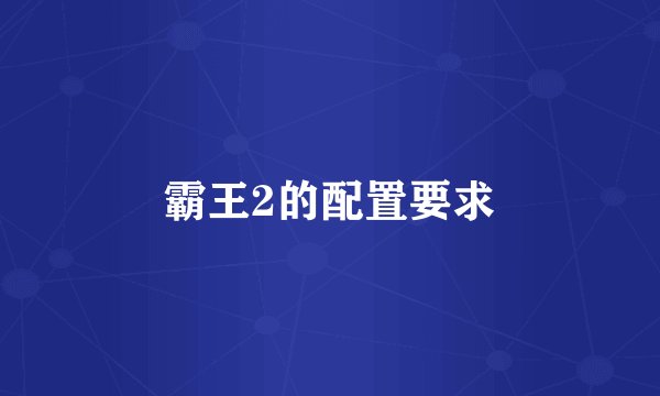 霸王2的配置要求