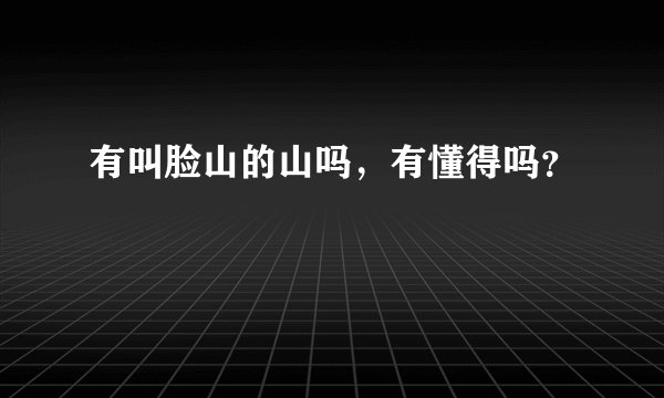 有叫脸山的山吗，有懂得吗？