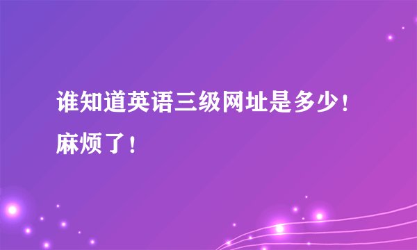 谁知道英语三级网址是多少！麻烦了！