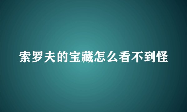 索罗夫的宝藏怎么看不到怪
