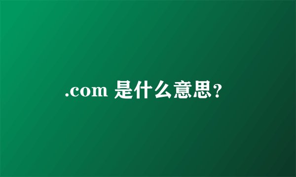 .com 是什么意思？