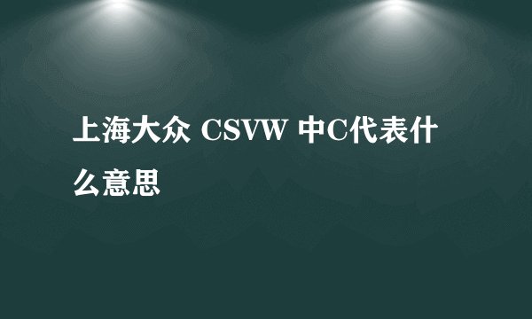 上海大众 CSVW 中C代表什么意思