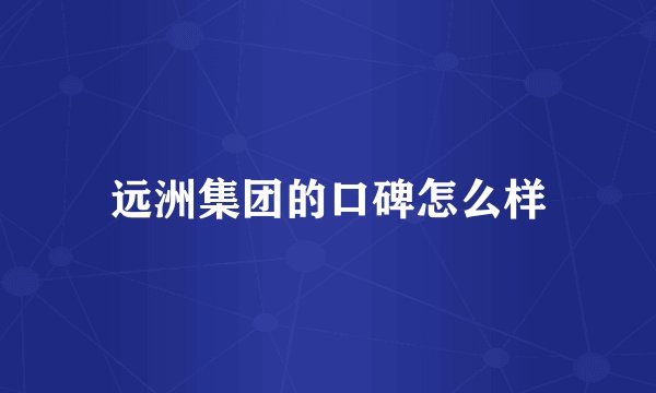 远洲集团的口碑怎么样