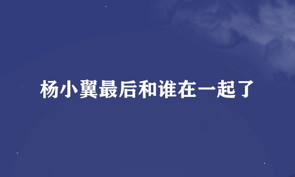 杨小翼最后和谁在一起了