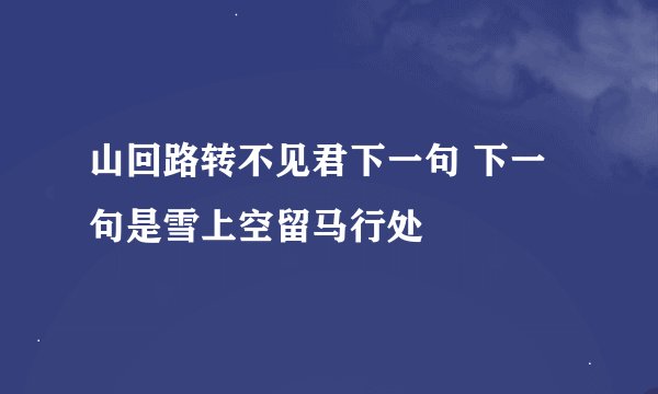 山回路转不见君下一句 下一句是雪上空留马行处