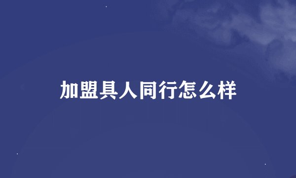 加盟具人同行怎么样