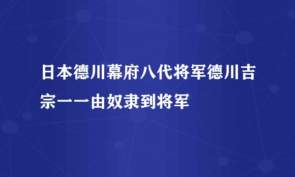 日本德川幕府八代将军德川吉宗一一由奴隶到将军