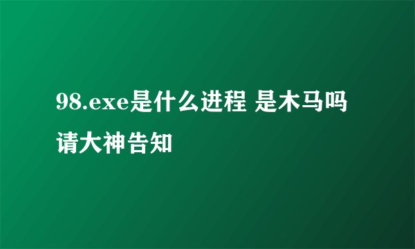 98.exe是什么进程 是木马吗 请大神告知