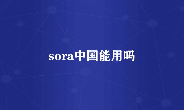 sora中国能用吗