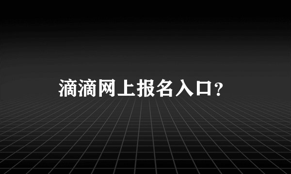 滴滴网上报名入口？