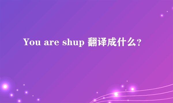 You are shup 翻译成什么？
