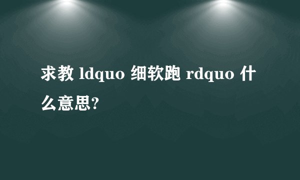 求教 ldquo 细软跑 rdquo 什么意思?