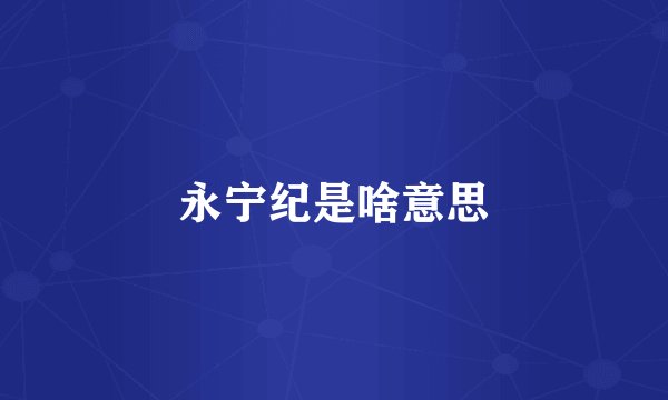 永宁纪是啥意思