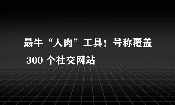 最牛“人肉”工具！号称覆盖 300 个社交网站