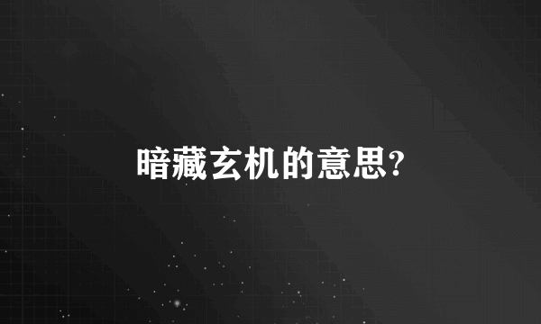 暗藏玄机的意思?