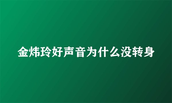 金炜玲好声音为什么没转身