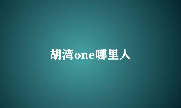 胡湾one哪里人