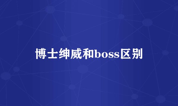 博士绅威和boss区别