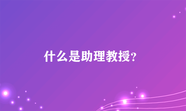 什么是助理教授？