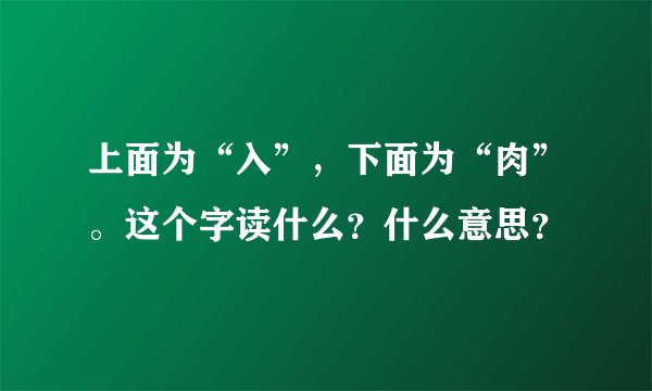 上面为“入”，下面为“肉”。这个字读什么？什么意思？