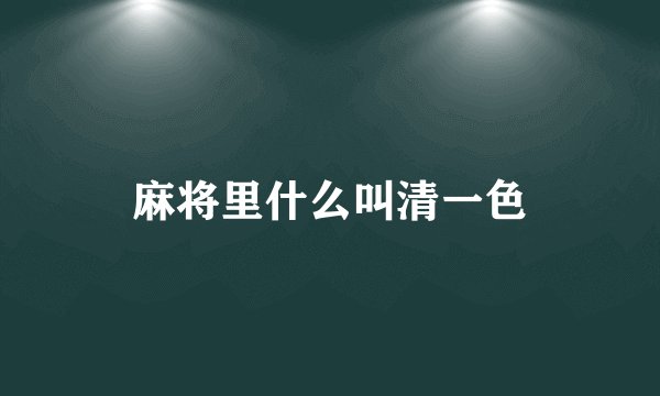 麻将里什么叫清一色