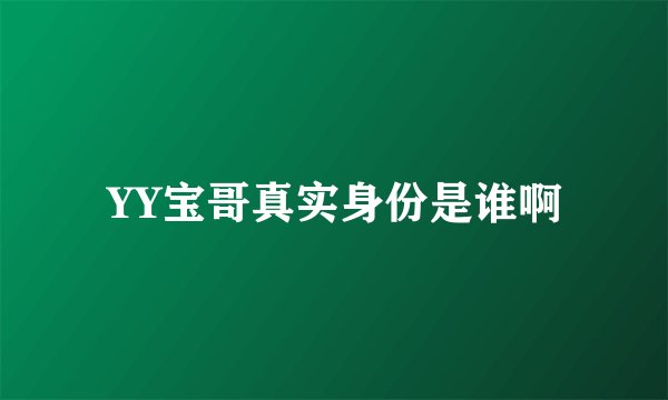 YY宝哥真实身份是谁啊
