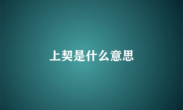 上契是什么意思