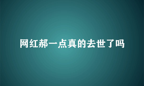 网红郝一点真的去世了吗