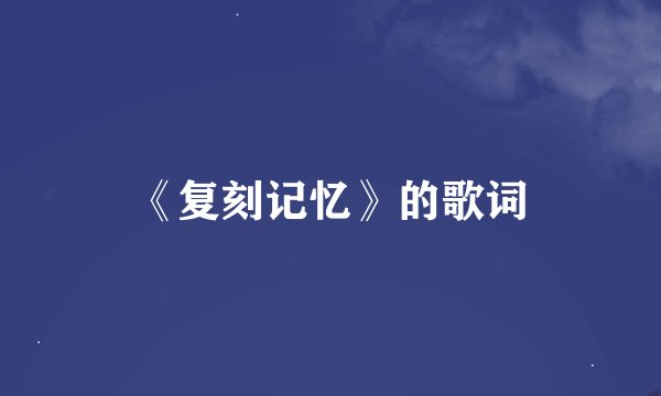 《复刻记忆》的歌词