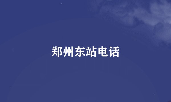 郑州东站电话